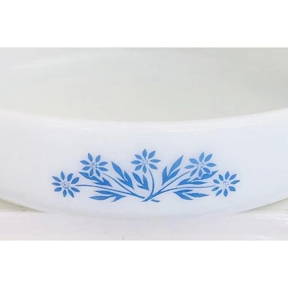 Fire King Anchor Hocking Round Cake Pan Blue Cornflower 8 1/2
